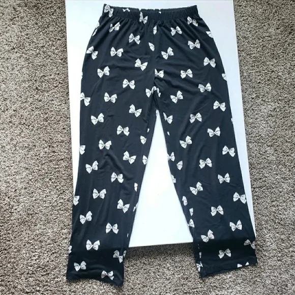 Kate Spade Bow Pajama Set Womens Small Black White 2-piece Bows Pants Top #42 - Picture 5 of 11